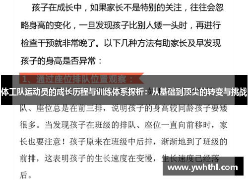 体工队运动员的成长历程与训练体系探析：从基础到顶尖的转变与挑战